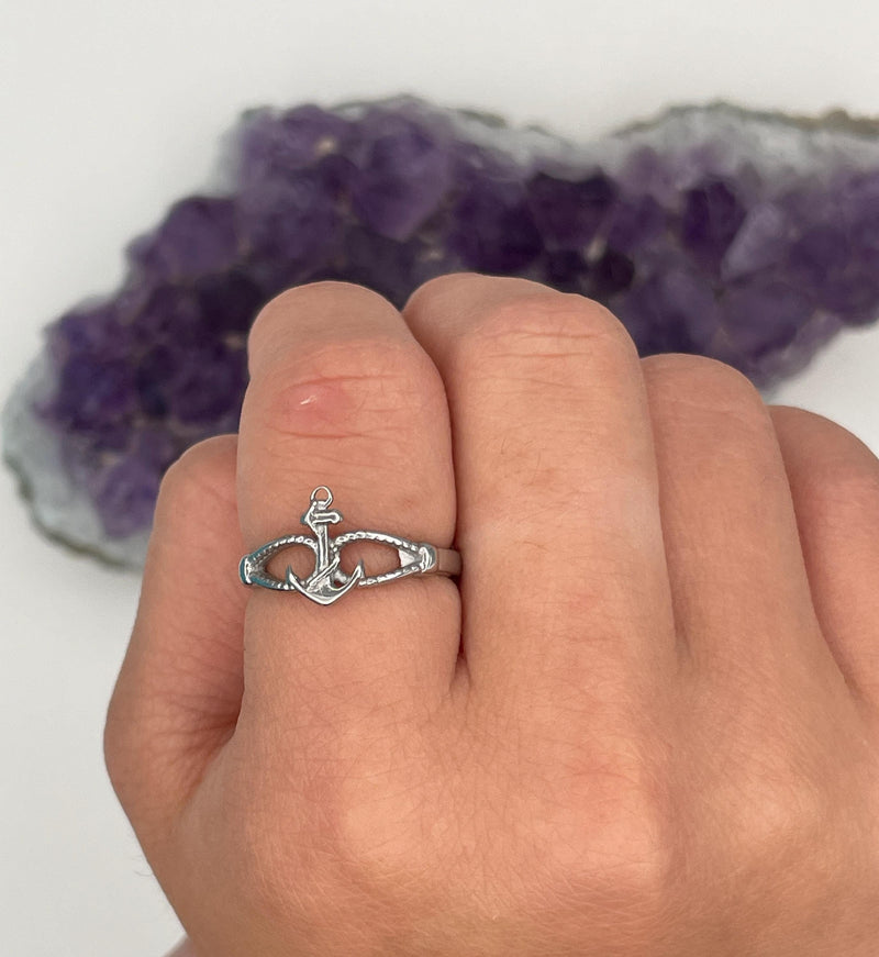 Dainty Anchor Knot Ring, (S422) 316L Stainless sz 3-10
