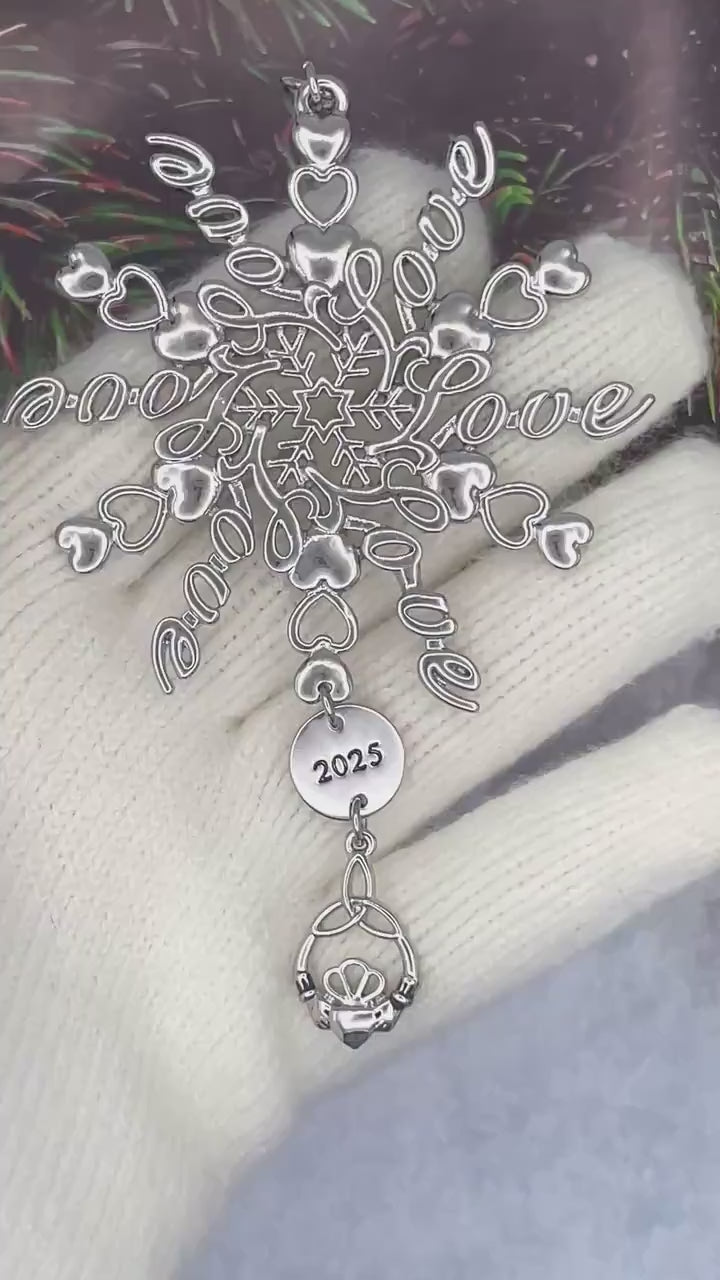 2025 IRISH Love claddagh Ornament Snowflake SnowWonders® (60942025) Love ornament