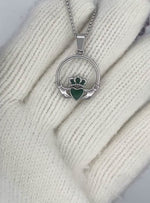 Emerald Enamel Claddagh necklace (S409) 316 L Stainless Irish Pendant