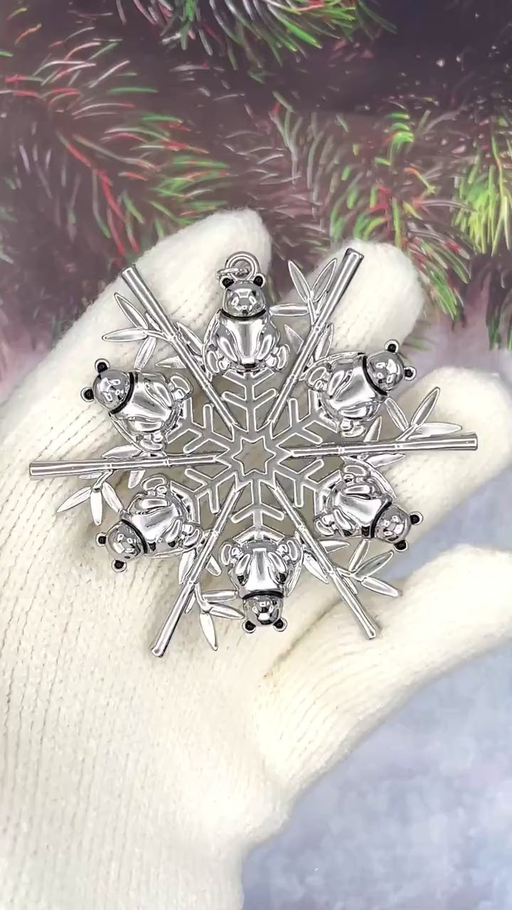 Panda Bear SnowWonders® Snowflake Ornament (SW6103)  Silver, Personalized & Custom