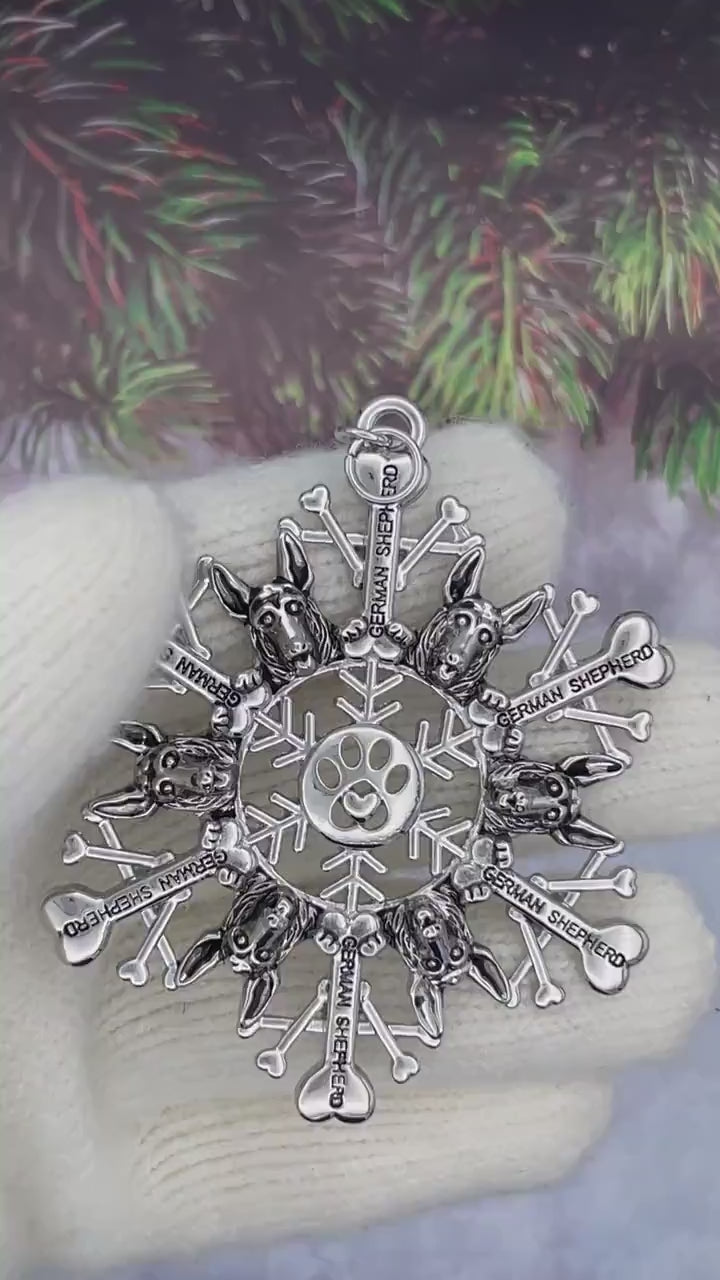 GERMAN Shepherd Dog SnowWonder® Oranement  (SW6088) Snowflake Themed Ornament, Shepherd Dog lovers