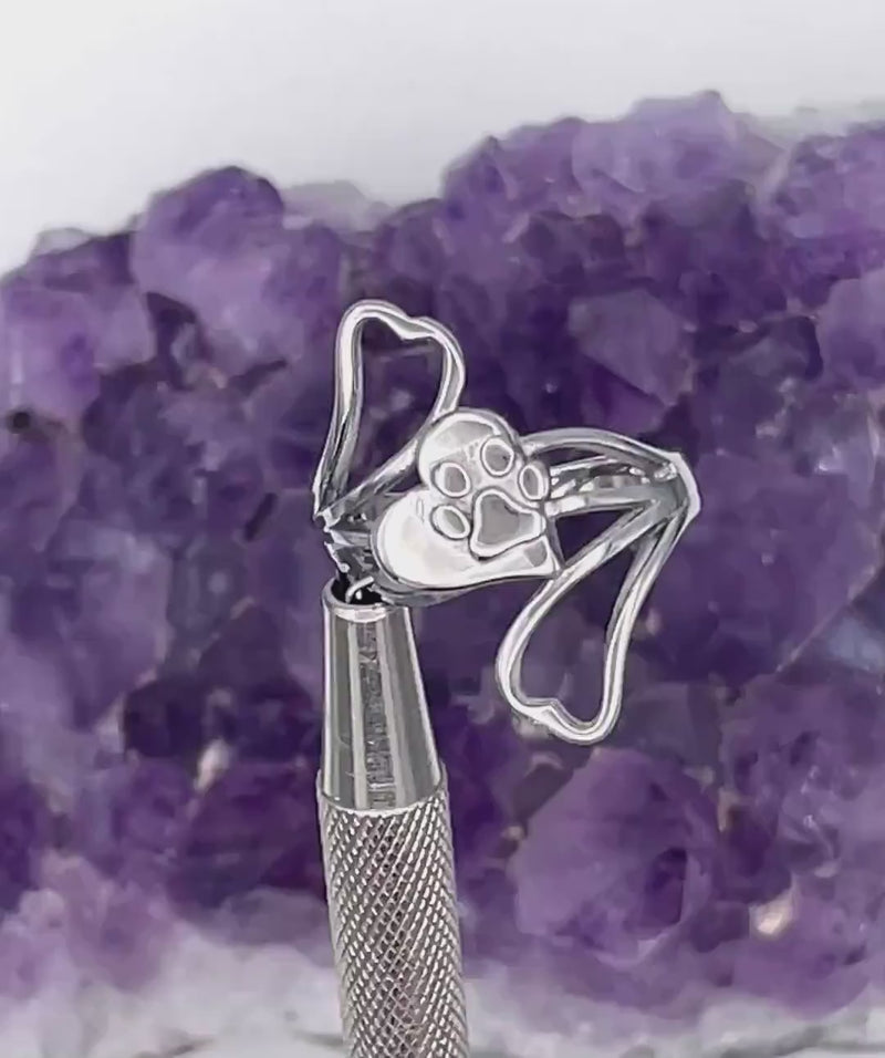 Modern Hearts & Paw Ring, (S414) 316L Stainless Steel Spoon ring