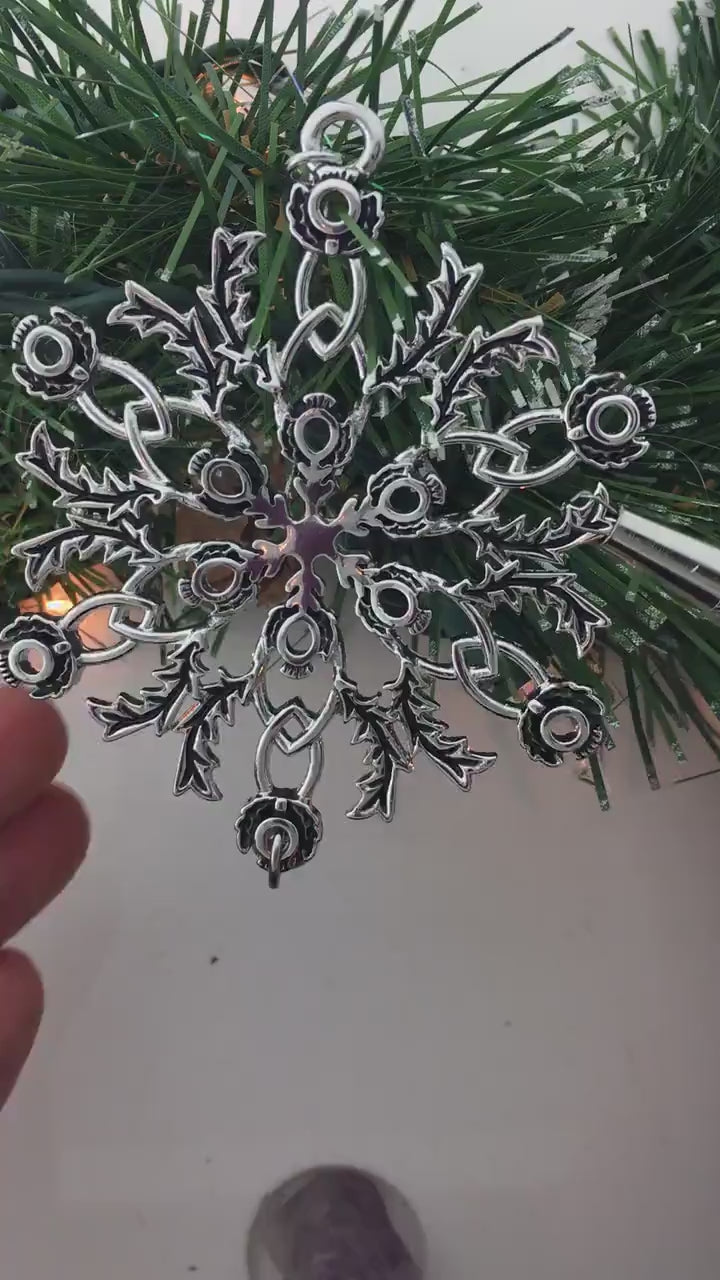 Scottish Thistle Amethyst  SnowWonders® Snowflake Ornament/Pendant, (5233amethyst) , Scottish Thistle Gift, Scottish Emblem Christmas
