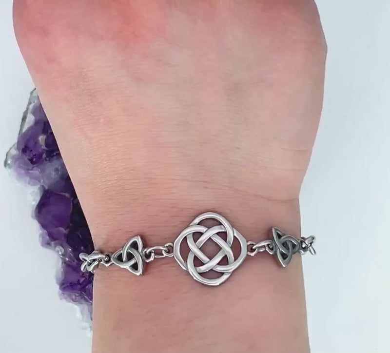 Trinity Love Celtic Knot Bracelet (Hm184) Irish Scottish Rolo Chain