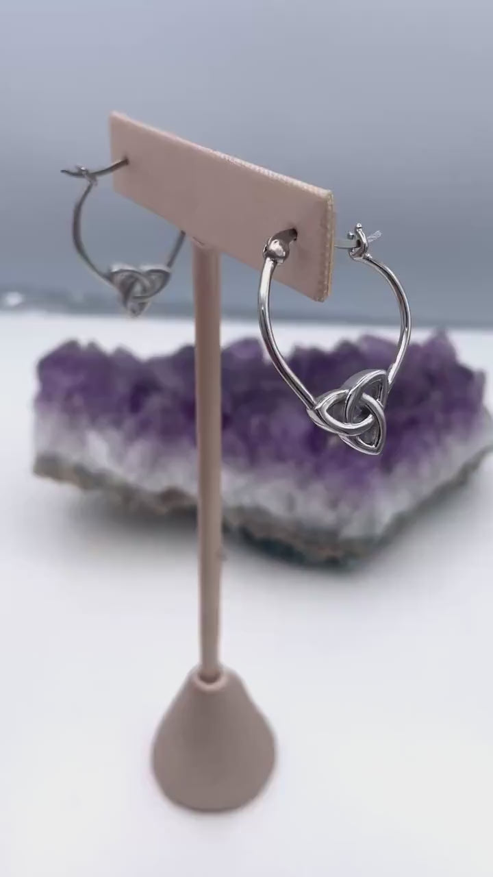 Double-Sided Trinity Hoop Earrings ( S410), Stainless Steel Scottish Hoop earrings