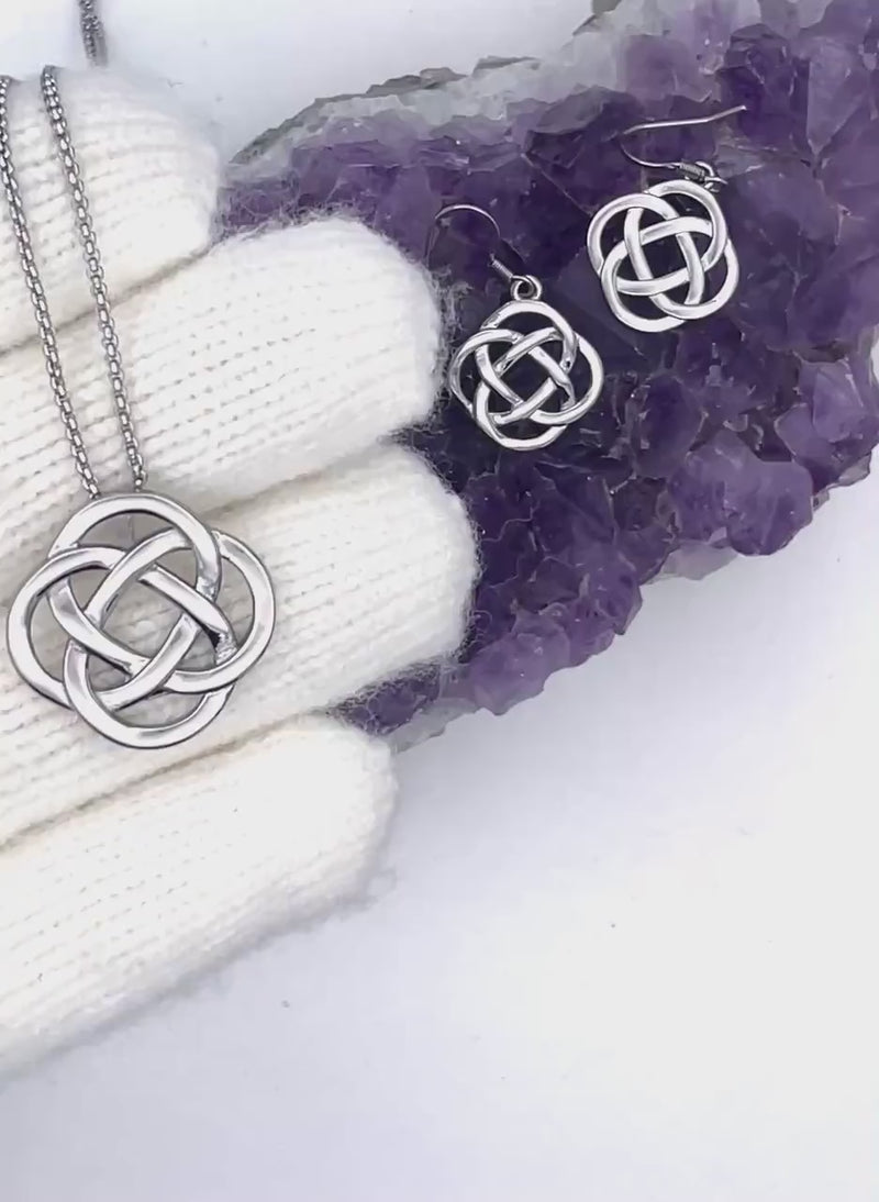 CELTIC Forever Eternity LOVE knot Pendant & Earrings (S407/408)  Infinty Knot