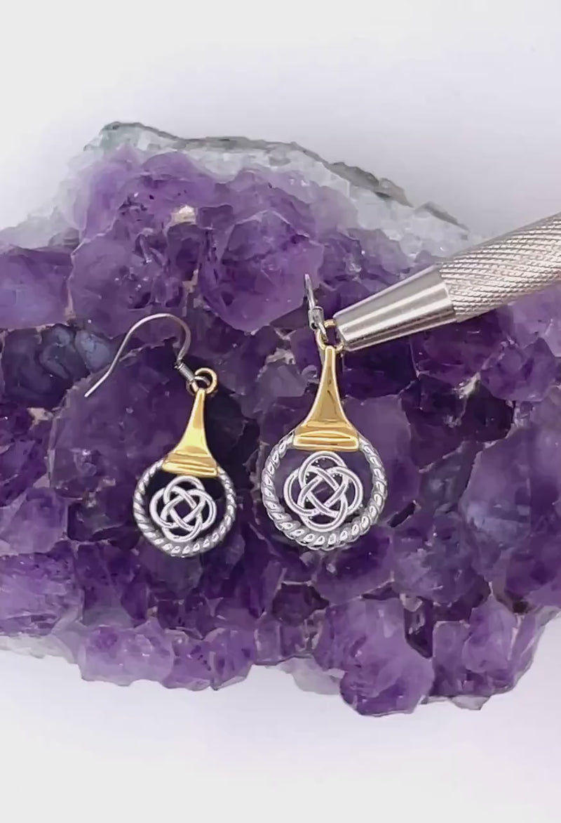Stunning Celtic Love knot braided Earrings (S428G) Double sided