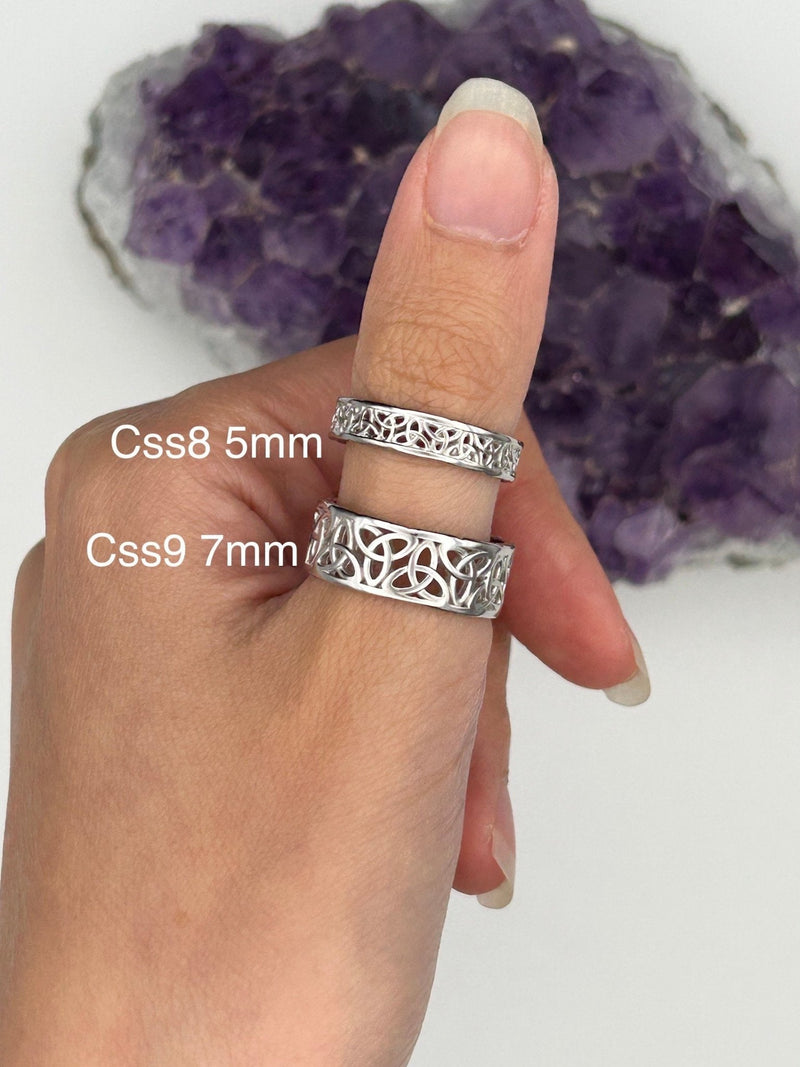5mm and 7mm Sterling Silver FAITH Trinity Knot Band (Css8 & Css9) Celtic bands Wedding,thumb ring - Shop Palmers
