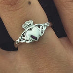 Sterling Silver Claddagh w/ Trinity Knots Ring,(Q1264,)