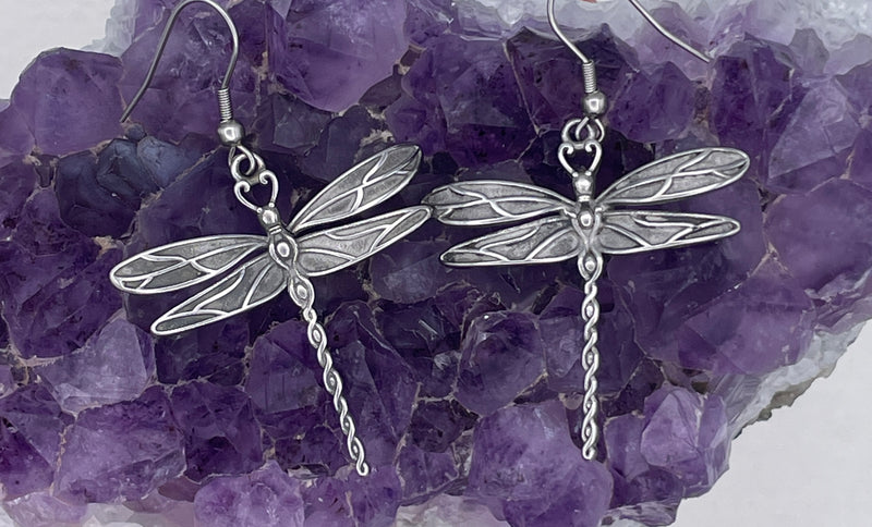 New Beginnings Ribbon of Life Dragonfly Earrings (HM154)