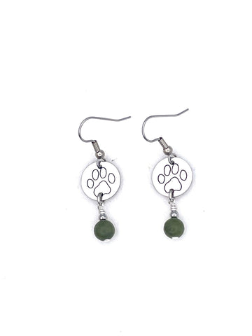 Adorable Dog Paw/Connemara stone Earrings (HM169) - Shop Palmers
