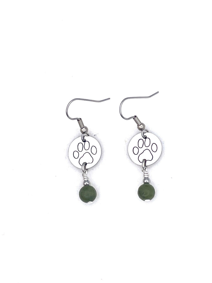 Adorable Dog Paw/Connemara stone Earrings (HM169) - Shop Palmers