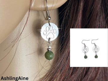 Adorable Dog Paw/Connemara stone Earrings (HM169) - Shop Palmers