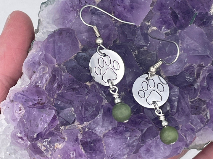 Adorable Dog Paw/Connemara stone Earrings (HM169) - Shop Palmers