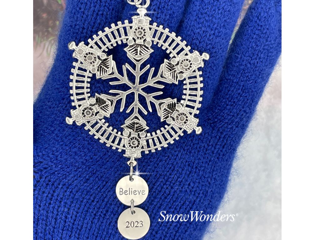 All Aboard Believe Dated Locomotive Train SnowWonders® Snowflake Ornament - Shop Palmers