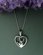 American Sign Language "I love you" Heart Necklace(large or medium pendant), (S244/246) - Shop Palmers