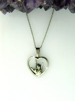 American Sign Language "I love you" Heart Necklace(large or medium pendant), (S247) - Shop Palmers