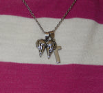 Angel Wings and Cross Necklace Psalms 91 On a 16-20" Chain (angelwing/cross) - Shop Palmers