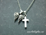 Angel Wings and Cross Necklace Psalms 91 On a 16-20" Chain (angelwing/cross) - Shop Palmers