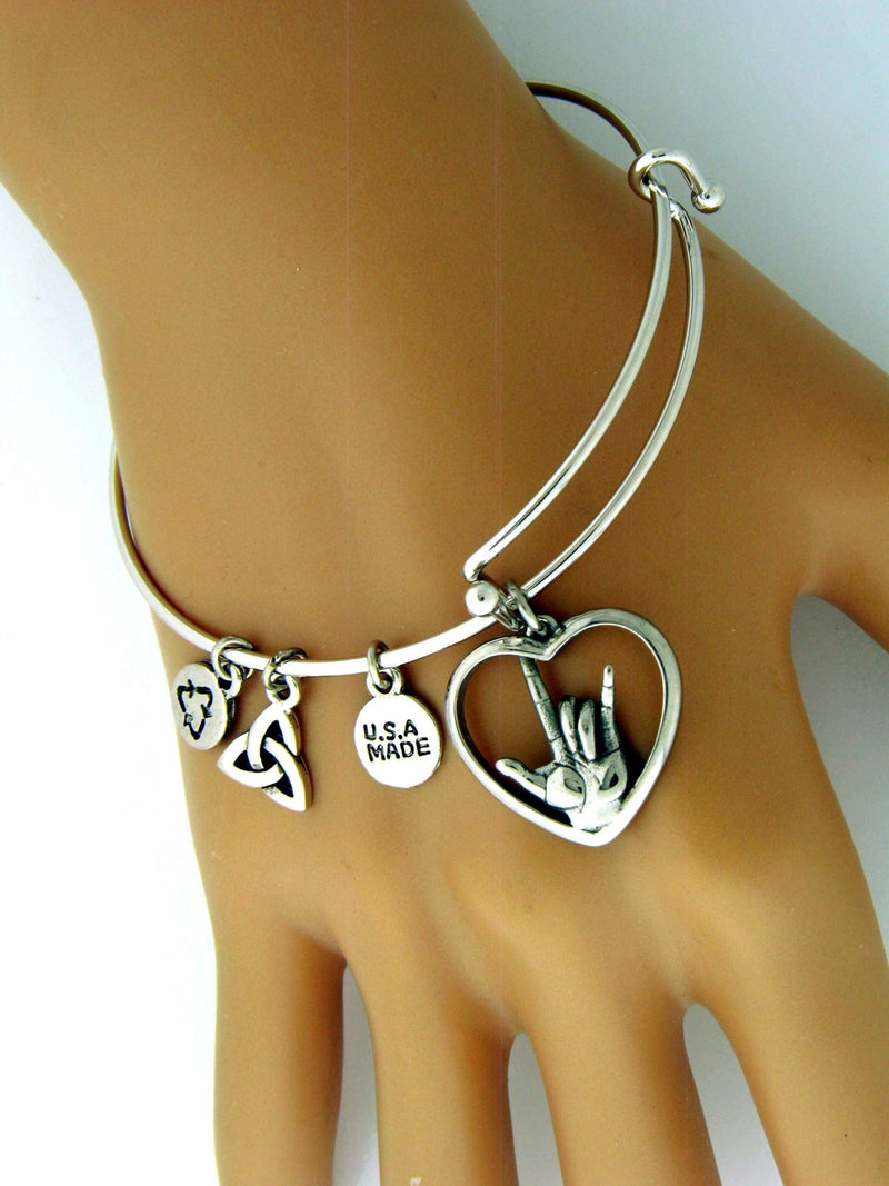 ASL I love you Heart adjustable Charm Bracelet - Shop Palmers