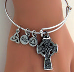 Bold Reversible Celtic High Cross Charm Bangle (RPEW25) - Shop Palmers