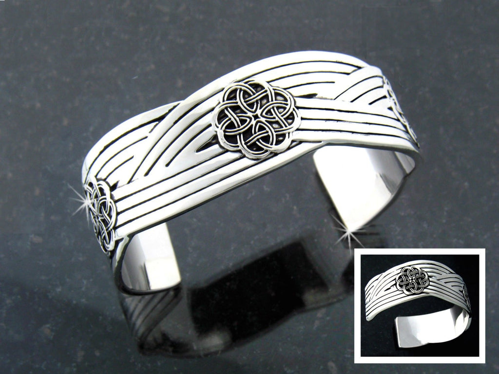 Braided Three Celtic Knot Cuff Bracelet (#JPEW5024) - Shop Palmers