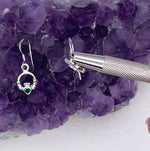 Sterling Silver Emerald Claddagh Earrings (BQ552)