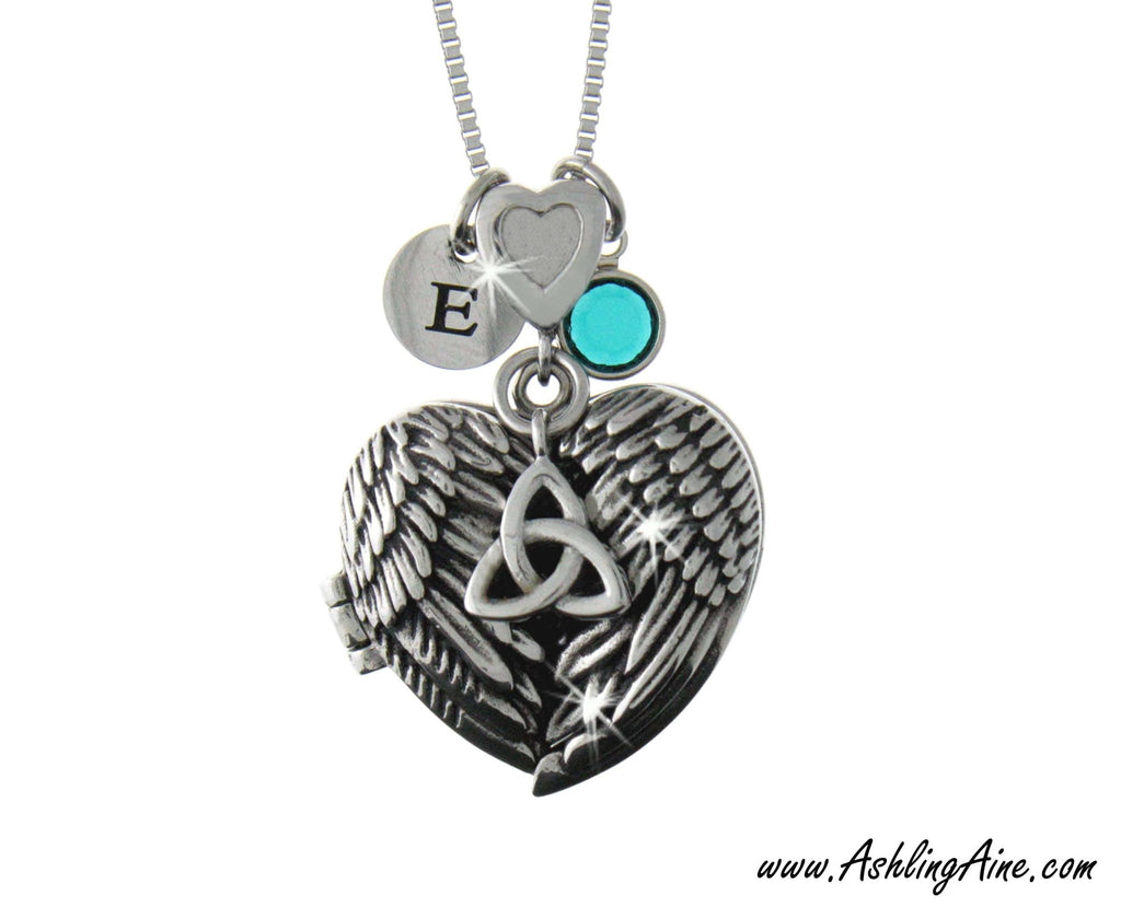 Celtic Angel Wing Heart Locket, s155 - Shop Palmers