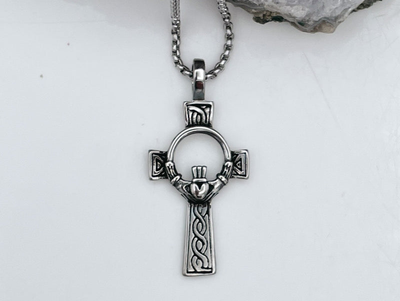 Celtic High Cross/claddagh Necklace, s73B - Shop Palmers