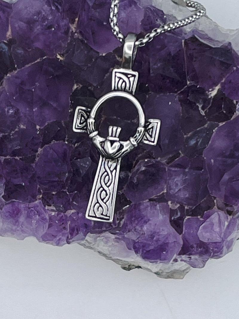 Celtic High Cross/claddagh Necklace, s73B - Shop Palmers