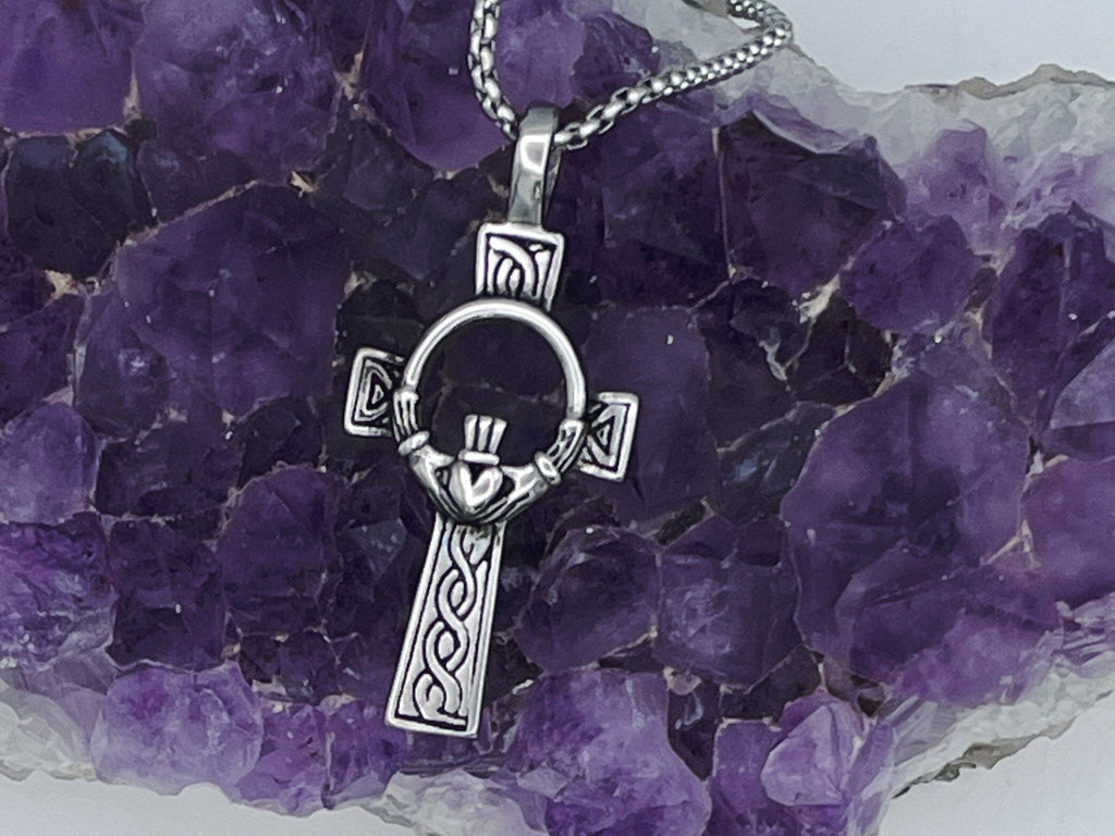 Celtic High Cross/claddagh Necklace, s73B - Shop Palmers