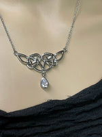 Celtic Knot Necklace w/ Emerald, Sapphire, or Amethyst CZ on 18" Chain (#s306) - Shop Palmers