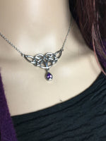 Celtic Knot Necklace w/ Emerald, Sapphire, or Amethyst CZ on 18" Chain (#s306) - Shop Palmers