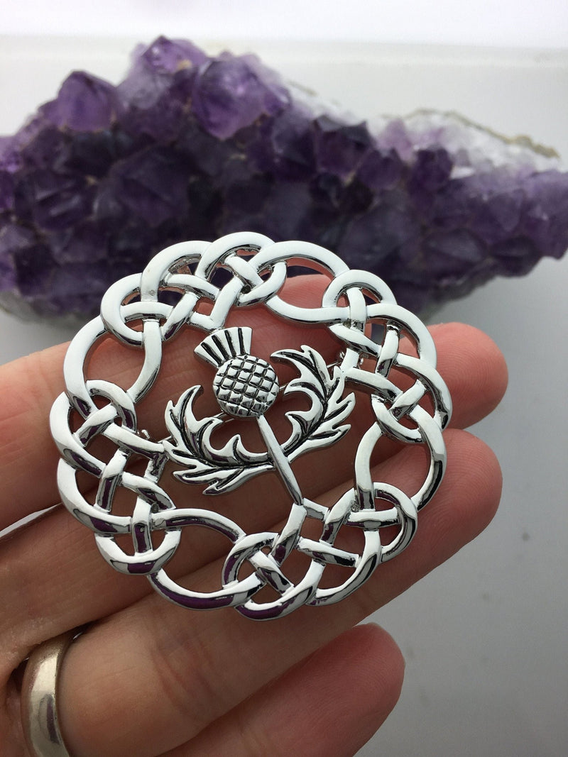 Celtic-knot Scottish Thistle Brooch/Pendant (JPEW6074) - Shop Palmers