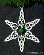 Claddagh Ornament w/Green Cat's Eye Bead SnowWonders® Snowflake Ornament,(JPEW5059) - Shop Palmers