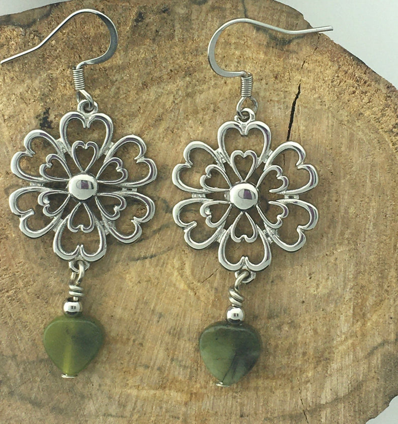 Connemara Love Grows Heart and Flower Earrings, (HM108) - Shop Palmers