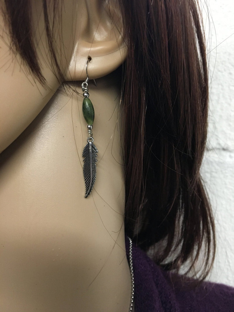 Connemara Marble feather Earrings (HM201) - Shop Palmers