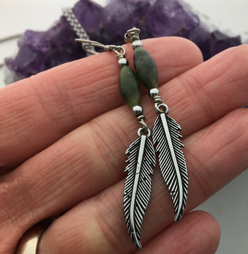 Connemara Marble feather Earrings (HM201) - Shop Palmers