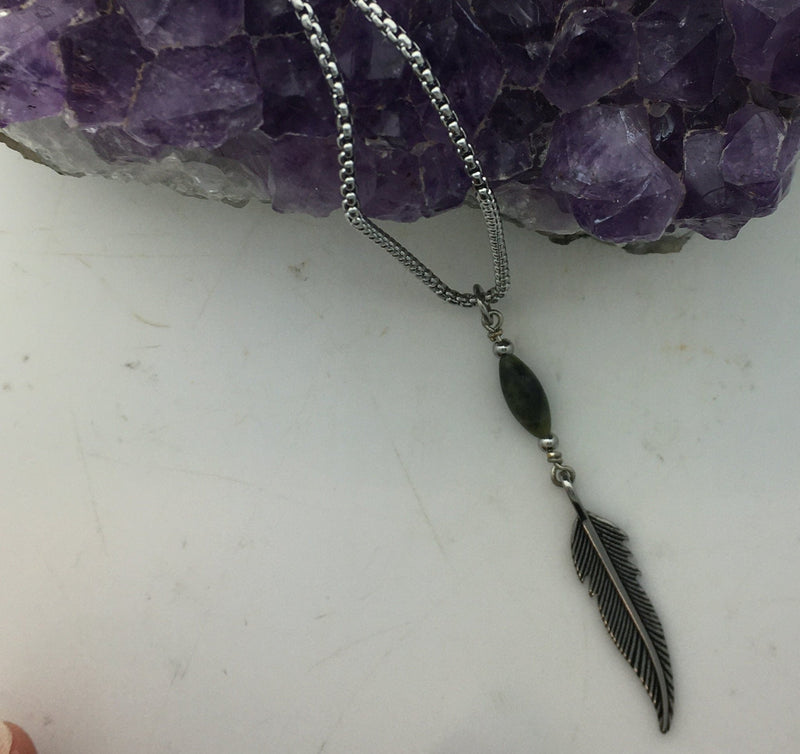Connemara Marble feather Necklace. (HM200) - Shop Palmers