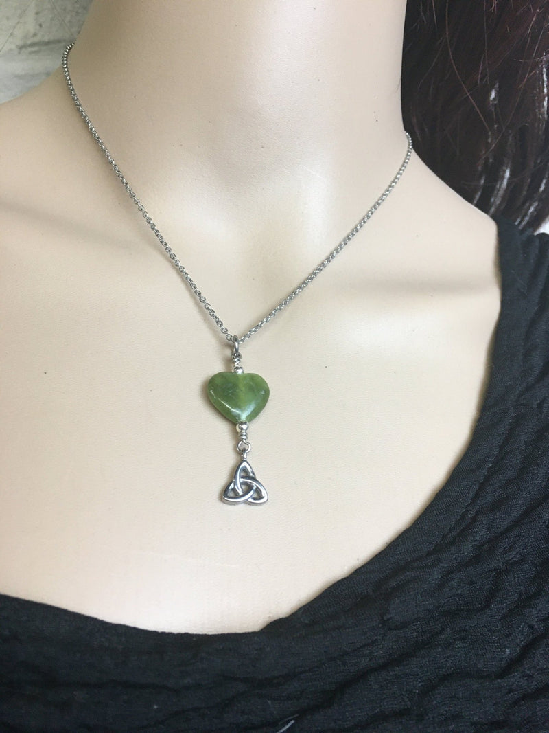 Connemara Marble Trinity Heart Necklace Ireland (HM23NECK) - Shop Palmers