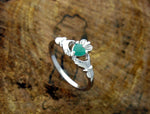 Dainty EMERALD Sterling Silver Claddagh Ring BQ1015 - Shop Palmers