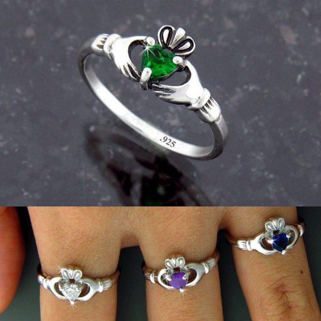 Dainty Sterling Silver Claddagh Ring Heart CZ, q3043 - Shop Palmers