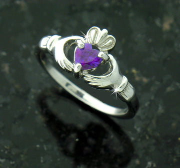 Dainty Sterling Silver Claddagh Ring Heart CZ, q3043 - Shop Palmers