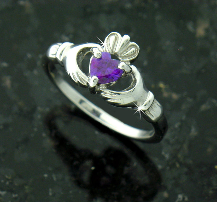 Dainty Sterling Silver Claddagh Ring Heart CZ, q3043 - Shop Palmers