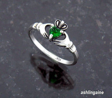 Dainty Sterling Silver Claddagh Ring Heart CZ, q3043 - Shop Palmers