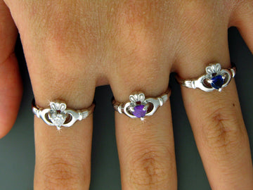 Dainty Sterling Silver Claddagh Ring Heart CZ, q3043 - Shop Palmers