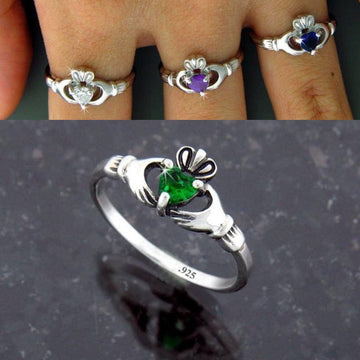 Dainty Sterling Silver Claddagh Ring Heart CZ, q3043 - Shop Palmers