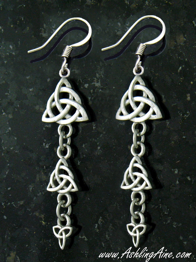 Dainty Triple Trinity Dangle Stainless Steel French Wire Earrings (s122) - Shop Palmers