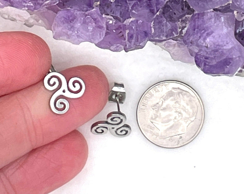 Dainty Triskelion Celtic Post Earring (S254) - Shop Palmers