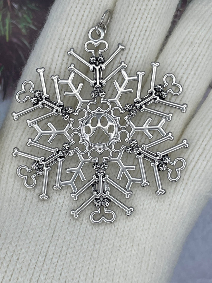 Dog Bone/Paw SnowWonder® (6064) Snowflake Themed Ornament, Dog lovers - Shop Palmers